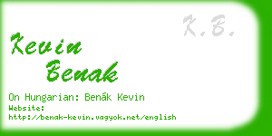 kevin benak business card
